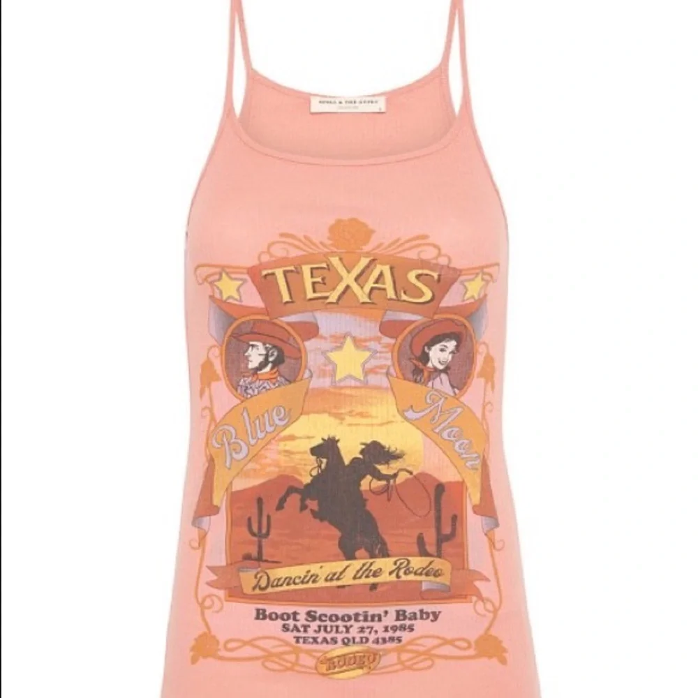 UFT/S Spell ⁺₊⋆ ☾⋆⁺₊ Blue Moon Ribbed Singlet Tank in Coral - Picture 2 of 12